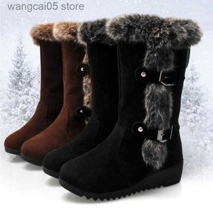 Сапоги New Winter Women Boots Случайный теплый мех ботинки в середине кальф.