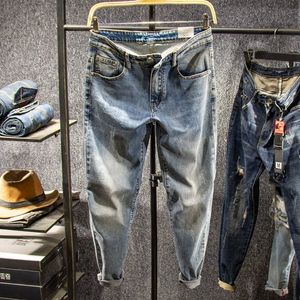 Męskie dżinsy wiosenne letnie dżinsy dla mężczyzny luksusowe ubrania Hip Hop Cargo Slim Luksusowe ubrania Spodnie z rozdrabnionymi Blue Blue Vintage Pants 230816