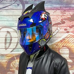Capacetes de motocicleta Capacete de face completa forro lavável com lente dupla Racing Casco Casque Moto Dot aprovado