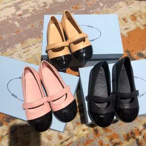 Kids girls patent leather flat princess shoes fashion designer pink black summer autumn shoe buckle strap children baby shoe