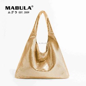 Hobo mabula triangelform glitter paljett hobo aftonväska för kvinnor 2023 märke chic axelväska metall mesh topphandtag handväska hkd230817