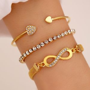 Charm Bracelets 3pcs For A Set Love Opening Temperament Drill Bracelet Design Creative Retro Simple Lucky 8 Women 230816