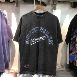 メンズTシャツ良い品質素敵な洗濯ファッションTシャツ男性特大の女性ヴィンテージティーヘビーファブリックTシャツメンズ服