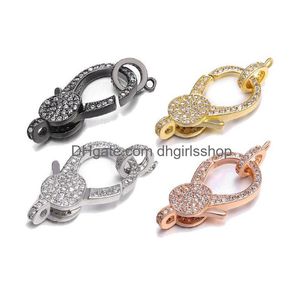 ClaSPs Hooks Riversr CZ Micro Pave Lobster Claspe weiße rosa gelbe Waffe Schwarz Kupfer Zirkon Anhänger Anschlüsse DIY Juwelry Befunde w Dhmua