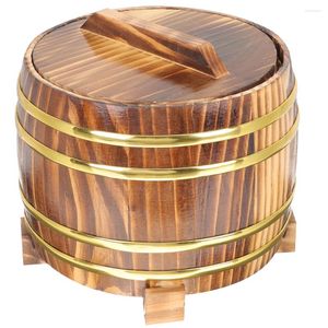 ボウルライススチーマーバレル木製調理樽バケット寿司サーバーステンレススチールサラダサービングコンテナ