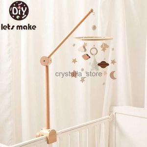 Let's Make Baby Wooden Bed Bell 360 Degree Rotating Bracket 0-12 Months Hanging Toy Baby Crib Bed Bracket Kid Gift HKD230817