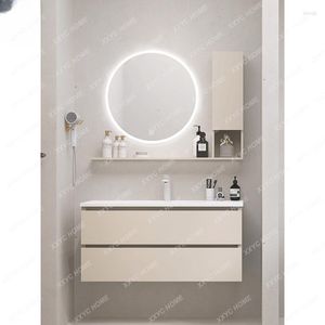 Rubinetti del lavandino da bagno in stile crema combinazione mobile in quercia moderna ceramica minimalista a lavaggio a lavabo intero di lavaggio intero