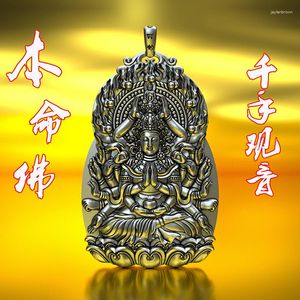 Hänge halsband tusenhänder guanyin råtta infödda buddha mäns halsbandskylt