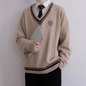 Kvinnors tröjor Parets kläder Autumn Men ulltröja Lossa Korea Coats Student Black Color Pullover V-Neck Cardigan Cashmere Stick