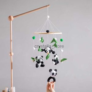 Crochet Panda Rattle Bed Bell for Baby Wood Hanging Toys Wooden On The Bed Newborn Music Box Bed Bell Hanging Toys Gifts HKD230817