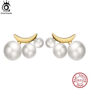 Charm ORSA JEWELS Trendy 925 Sterling Silver Pearl Earrings 3 Pieces Freshwater Pearls Ear Stud for Women Fashion Jewelry GPE27 230817