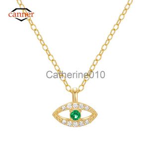 Kolye Kolyeleri Canner Devil Eye 925 Sterlsilver Kolye Kadınlar için Emerald Pendente Uzun Zincir Düğün Fine Mücevher Aksesuar Lüks J230817