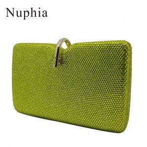 Evening Bags Nuphia Women Party Metal Crystal Clutches Wedding Bag Bridal Shoulder Handbag Wristlets Clutch Purse 230817