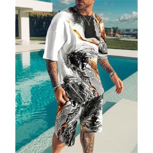 Mens Tracksuits Est Overdized Clothes Vintage Tshirt Shorts Set Man Tracksuit Summer Ghost Face 3D Printed Men Outfits Casual 230817