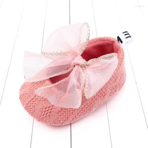 Erste Wanderer 0-18m Geburtstag Infant geborene Mädchen Schuhe Bowknot Pailletten Prinzessin Crib Strickstoff Stoff