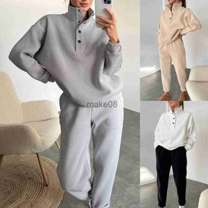 Kvinnors tvåbitar byxor Kvinnor Två stycken Set Autumn Winter Female Sports Warm Suit Trendy Pullover Sweatshirt Pants Set Solid Color Casual Outdoor Wear J230816