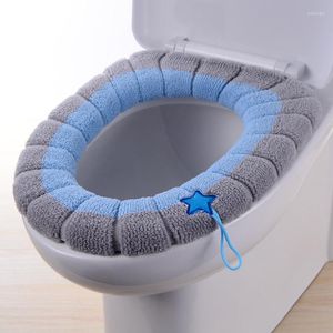 Toilet Seat Covers Stitched Color Portable Knitted Mat Washable Antifreeze Cover Thickened Plush Warm Cushion Universal