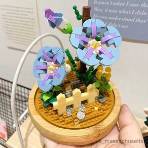 ブロックミニポットビルディングブロック花DIY植物ブーケマイクロ粒子アセンブリフラワーブロックホームオーナメント子供のおもちゃギフトR230817