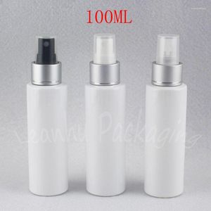 Storage Bottles 100ML White Flat Shoulder Plastic Spray Bottle 100CC Empty Cosmetic Container Water / Toner Sub-bottling ( 50 PC/Lot )