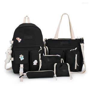 Школьные сумки 5pcs Установите несколько карманов рюкзак японской высокие для учеников подростки девочки милые каваи, женщины мочилас