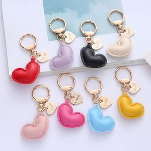 Simple Leather Love Earphone Bag Keychains Luggage School Bags Key Chain Pendant Car Keychain Jewelry Accessories Gift