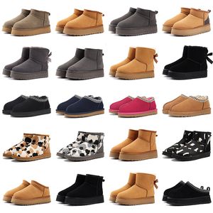 Botas femininas Tazz Botas Botas de neve de pele Austrália Classic Ultra Mini Tazz Suede Shearling Plataforma Bott Women Chestnut Comfort Slides de inverno Designer UGGITYS Design