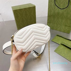 Beyaz mini dişi bel çantaları moda crossbody omuz omuz yumuşak deri dalga dikiş tek zincirli bayanlar zippy fanny paketi göğüs