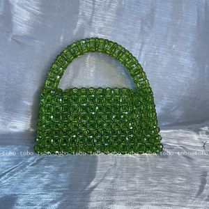 Вечерние сумки для небольших пакетов для бисера дизайнер мешков с поперечным телом прозрачная акриловая хрустальная жемчужная коробка с бисером зеленой индивидуальной кошелек 230816