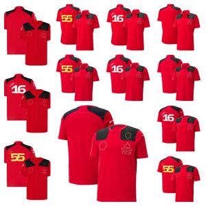 Herrt-shirts 2023 F1 Team Uniform No.55 och No.16 Driver T-shirts Polo Shirts For Men and Women Plus Size Racing Shirts Casual Breattable Quick Torking Clothes