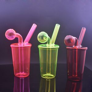 10 Stück Kaffeetasse Bubbler Raucher Wasser Bong Shaka Becher Rigs Glasrohre Handrauchrohr mit 30 mm Ölbrennerrohr