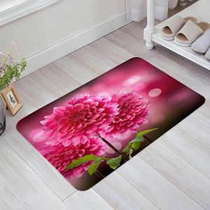 Carpets Red Flowers Leaves Plant Floor Mat Entrance Door Living Room Kitchen Rug Non-Slip Carpet Bathroom Doormat Home Decor