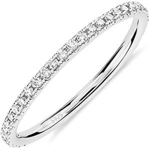 14K الذهب المطلي الصلبة 925 Sterling Silver CZ محاكاة الماس قابلة للتكديس عصابات الأبدية للنساء