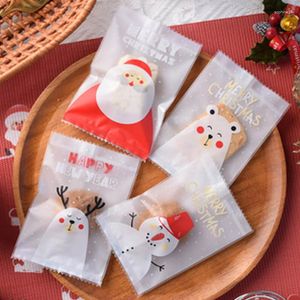 선물 랩 100pcs 크리스마스 사탕 비닐 봉지 기계 밀봉 포장 가방 DIY 베이킹 쿠키 파티 장식