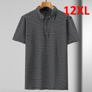 Polos masculinos Plus Men Summer Summer Manga S Male Stripe Shirt Big Size 10xl 12xl Cotton Polo