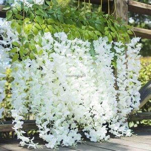 Dekorativa blommor kransar wisteria artificiell 1 st för hem trädgård bröllop dekoration hängande krans vinge rotting falsk blommsträng silk hkd230818