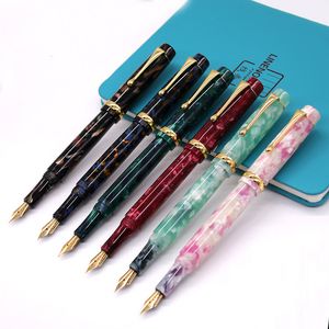 Fountain Pens Small Tofu Cellulose Acetate Acrylic Pen Calligraphy Writing Totating Cap Pearl Resin Celluloid Gift 230818