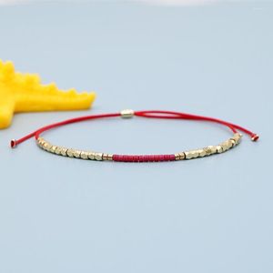 Strand jastyt miyuki bead z nasion prosta bransoletka moda biżuteria złota platowane geometryczne pulsane pulseras czerwone bransoletki sznurkowe dla kobiet