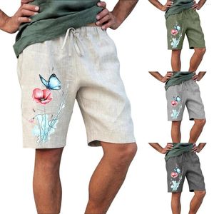 Men's Shorts Fashion Casual Summer Butterfly And Flower Printed Drawstring Pocket