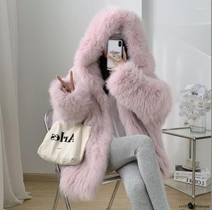 Women's Fur Winter Fluffy Faux Coat Women Korean Style Casual Hooded Thick Bat Sleeve Jacket Loose Coats Outerwear