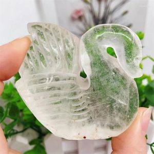 Decorative Figurines 5.3CM Natural Clear Quartz Swan Crystal Cute Animal Healing Home Decoration Birthday Present Healthy Children Toy 1pcs