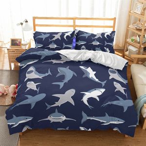 Bettwäsche Sets Haifischkinder Set Animal Series Bett für Kinder Single niedliche Cartoon Boys Quilt Cover 230817