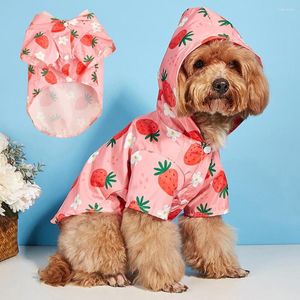 Dog Apparel Waterproof Strawberry Raincoat Small All-inclusive Pet Breathable Puppy Clothes Comfortable Universal Supplies