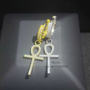 Hip Hop Style 925 Silver with Moissanite Fashion Biżuteria Wysoka jakość diamentowego kolczyka Pass Tester Diamentowy VVS MOISSANIT