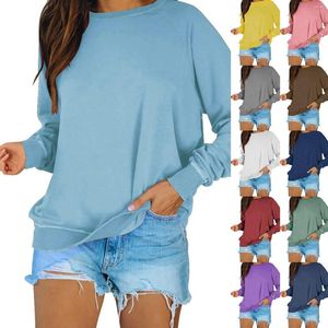 Kadın Hoodies Casual Crewneck Sweatshirt Uzun Kollu Katı 10 Gömleğin Altında Katı Kadınlar Uzun boylu polar kapüşonlu kazak