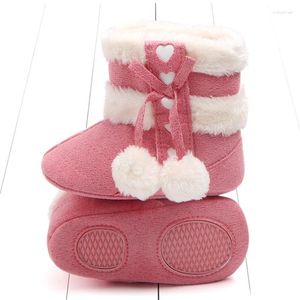 Buty Śliczne sztuczne futra zima z detalem Bowknot dla niemowląt - ciepłe i przytulne buty śnieżne maluch