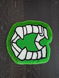 Tappeti Halloween Vampire Denti tappeto trapuntato per la bocca verde Matro da pavimento del bagno Non slittamento Non slittamento vasca da comodino decorazioni per la casa