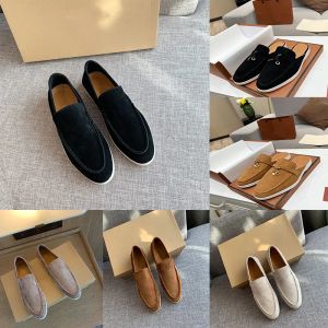 Senaste designer Slipper Suede Sneakers Summer Charm Embellation Slippers Walking Loafers Par Shoes Leather Lazy Loafer Luxury Large Size 42