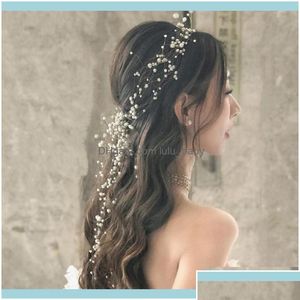 Hair Clips Barrettes Jewelry Brides Beautif Mtilayer Pearl Black Wire Hoop Piece Handmade Headband Headdress Bridal Drop Delivery Ha Dhevw