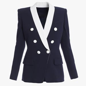 Womens Suits Blazers High Street est Fashion Designer Jacket Dubbelbröst färgblock sjal krage blazer 230817