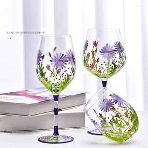 Vinglasfläns fläns Crystal Color målning stemware hushåll vardagsrum kreativitet ins stil röd kopp nischglas